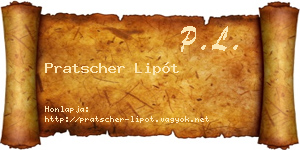 Pratscher Lipót névjegykártya